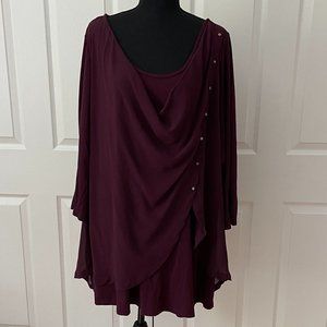 Lane Bryant Burgundy Tunic with sheer overlay - size 22/24